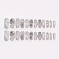 Wearing Nail Finished Nail Art 24 Pieces Boxed Fake Nails Wholesale Shining Gem Bride Nail Art Patch U36 main image 5