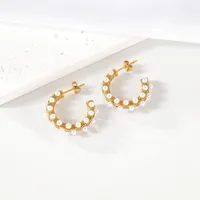 1 Pair Elegant C Shape 304 Stainless Steel 18K Gold Plated Ear Studs main image 2