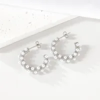 1 Pair Elegant C Shape 304 Stainless Steel 18K Gold Plated Ear Studs main image 4