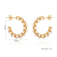 1 Pair Elegant C Shape 304 Stainless Steel 18K Gold Plated Ear Studs main image 6