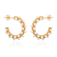 1 Pair Elegant C Shape 304 Stainless Steel 18K Gold Plated Ear Studs main image 5