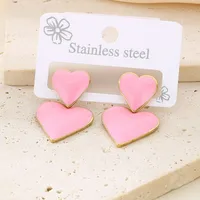 1 Pair Vintage Style Heart Shape 304 Stainless Steel 18K Gold Plated Drop Earrings main image 4