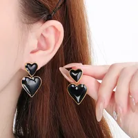 1 Pair Vintage Style Heart Shape 304 Stainless Steel 18K Gold Plated Drop Earrings main image 8