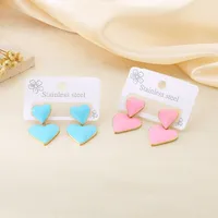 1 Pair Vintage Style Heart Shape 304 Stainless Steel 18K Gold Plated Drop Earrings main image 3