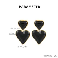 1 Pair Vintage Style Heart Shape 304 Stainless Steel 18K Gold Plated Drop Earrings main image 10