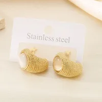 1 Pair Vintage Style Water Droplets 304 Stainless Steel 18K Gold Plated Ear Studs main image 4