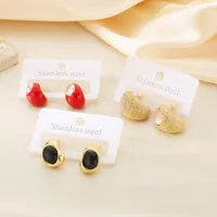 1 Pair Vintage Style Water Droplets 304 Stainless Steel 18K Gold Plated Ear Studs main image 3