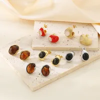1 Pair Vintage Style Water Droplets 304 Stainless Steel 18K Gold Plated Ear Studs main image 1