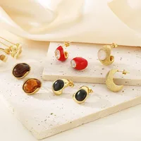 1 Pair Vintage Style Water Droplets 304 Stainless Steel 18K Gold Plated Ear Studs main image 2
