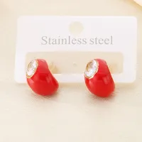 1 Pair Vintage Style Water Droplets 304 Stainless Steel 18K Gold Plated Ear Studs main image 5