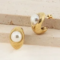 1 Pair Vintage Style Water Droplets 304 Stainless Steel 18K Gold Plated Ear Studs sku image 1