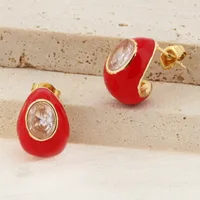 1 Pair Vintage Style Water Droplets 304 Stainless Steel 18K Gold Plated Ear Studs sku image 5