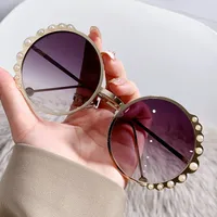 Basic Lady Geometric Ac Round Frame Pearl Full Frame Women's Sunglasses main image 1
