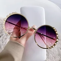 Basic Lady Geometric Ac Round Frame Pearl Full Frame Women's Sunglasses main image 2