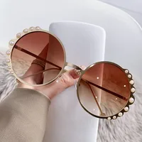 Basic Lady Geometric Ac Round Frame Pearl Full Frame Women's Sunglasses main image 3