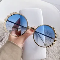 Basic Lady Geometric Ac Round Frame Pearl Full Frame Women's Sunglasses main image 4