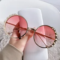 Basic Lady Geometric Ac Round Frame Pearl Full Frame Women's Sunglasses sku image 4