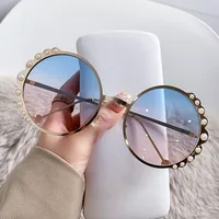 Basic Lady Geometric Ac Round Frame Pearl Full Frame Women's Sunglasses sku image 2