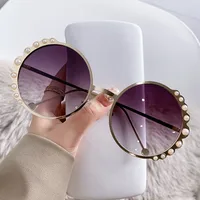Basic Lady Geometric Ac Round Frame Pearl Full Frame Women's Sunglasses sku image 7