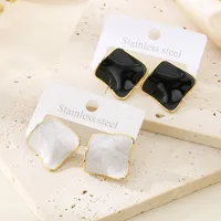 1 Pair Simple Style Square 304 Stainless Steel 18K Gold Plated Ear Studs main image 3