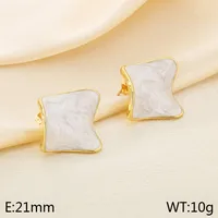 1 Pair Simple Style Square 304 Stainless Steel 18K Gold Plated Ear Studs sku image 1