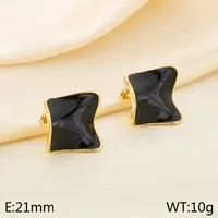1 Pair Simple Style Square 304 Stainless Steel 18K Gold Plated Ear Studs sku image 2