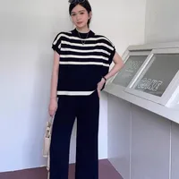 Daily Women's Casual Stripe Polyester Contrast Binding Pants Sets Pants Sets main image 2