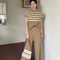 Daily Women's Casual Stripe Polyester Contrast Binding Pants Sets Pants Sets main image 5