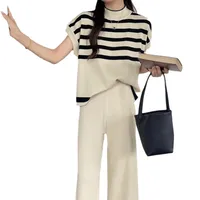 Daily Women's Casual Stripe Polyester Contrast Binding Pants Sets Pants Sets main image 4
