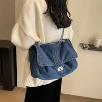 Retro Casual Denim Tote Bag For Women  Autumn New Large Capacity Chain High-grade Shoulder Messenger Bag main image 3