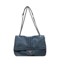Retro Casual Denim Tote Bag For Women  Autumn New Large Capacity Chain High-grade Shoulder Messenger Bag main image 5