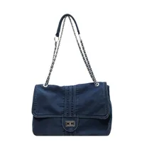 Retro Casual Denim Tote Bag For Women  Autumn New Large Capacity Chain High-grade Shoulder Messenger Bag sku image 2
