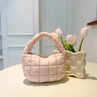 Autumn And Winter Mini Cloud Handbag Korean Style New Down Cotton-padded Underarm Bag Bubble Elastic  Handbag sku image 3
