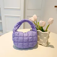 Autumn And Winter Mini Cloud Handbag Korean Style New Down Cotton-padded Underarm Bag Bubble Elastic  Handbag sku image 7