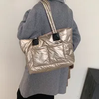 Women's Nylon Solid Color Vacation Streetwear Sewing Thread Square Zipper Tote Bag main image 4