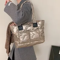 Women's Nylon Solid Color Vacation Streetwear Sewing Thread Square Zipper Tote Bag sku image 2