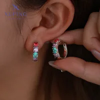 1 Pair XUPING Simple Style Geometric Inlay Copper Artificial Gemstones 18K Gold Plated Earrings main image 4