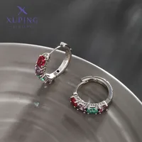 1 Pair XUPING Simple Style Geometric Inlay Copper Artificial Gemstones 18K Gold Plated Earrings main image 7