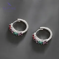 1 Pair XUPING Simple Style Geometric Inlay Copper Artificial Gemstones 18K Gold Plated Earrings main image 9