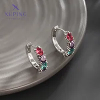 1 Pair XUPING Simple Style Geometric Inlay Copper Artificial Gemstones 18K Gold Plated Earrings main image 8