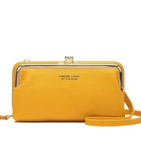 Candy Color Fashion Large Capacity Mobile Phone Bag Women's Wallet Bag Square PU Leather Change Hand Bag sku image 2