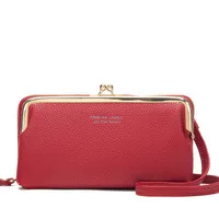 Candy Color Fashion Large Capacity Mobile Phone Bag Women's Wallet Bag Square PU Leather Change Hand Bag sku image 3