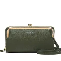 Candy Color Fashion Large Capacity Mobile Phone Bag Women's Wallet Bag Square PU Leather Change Hand Bag sku image 5