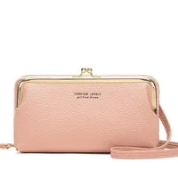 Candy Color Fashion Large Capacity Mobile Phone Bag Women's Wallet Bag Square PU Leather Change Hand Bag sku image 7