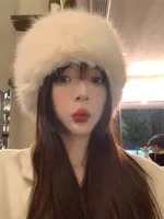 Fur Plush Hat Children's Autumn And Winter Japanese Style Big Head Thickened Warm Cold-proof Ear Protecting Fisherman Hat Shows Small Face main image 1