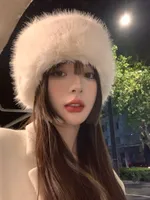 Fur Plush Hat Children's Autumn And Winter Japanese Style Big Head Thickened Warm Cold-proof Ear Protecting Fisherman Hat Shows Small Face main image 2