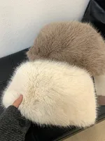 Fur Plush Hat Children's Autumn And Winter Japanese Style Big Head Thickened Warm Cold-proof Ear Protecting Fisherman Hat Shows Small Face main image 4