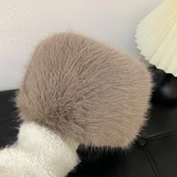 Fur Plush Hat Children's Autumn And Winter Japanese Style Big Head Thickened Warm Cold-proof Ear Protecting Fisherman Hat Shows Small Face sku image 4