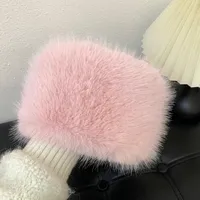 Fur Plush Hat Children's Autumn And Winter Japanese Style Big Head Thickened Warm Cold-proof Ear Protecting Fisherman Hat Shows Small Face sku image 5
