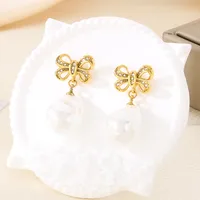 1 Pair Elegant Simple Style Streetwear Bow Knot 304 Stainless Steel 18K Gold Plated Drop Earrings main image 4
